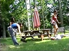 Lil Dawn Jumping on Psychyld from picnic table