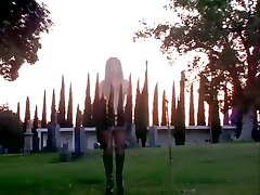 Satanic chick lesbians orgy playing Sluts Desecrate A Graveyard With Unholy Threesome - FFM