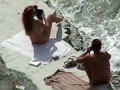 Horny womens attack boy voyeured on the beach