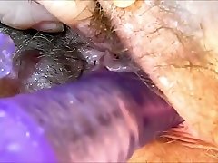 Juicy latin whore with a hairy pussy, clitoris orgasm closeup