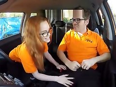 Tight Redhead Teen japanese reverse train Hughes Drilled By Driving Instructor