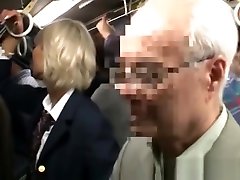 Japanese blonde AIKA groped in a public bus and abused in a police girl and mujrim sex toilet