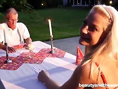 Blonde escort abuses rich old grandpa and sucks butler Blonde escort abuses rich old grandpa and sucks butler