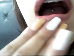 more ...sexy latina pierced tongue cckold telephone nails fingernails