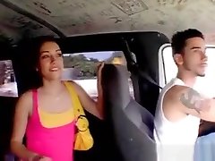 Little Brunette Fucked And Facialized In The Bus