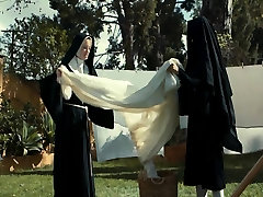 Lesbian nun masturbating and fingering