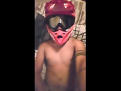 jerking off with my new helmet and i fill myself with cum