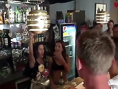 Two bartenders gangbanged hard