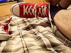 removing red converse and socks
