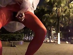 mistress maideline red pantyhose public