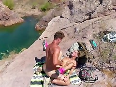 Fucking sucking and fingering on a mountain at Lake Mead