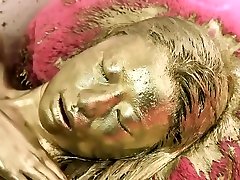 Girl in gold paint fucks herself and rides abg teen indcom pron