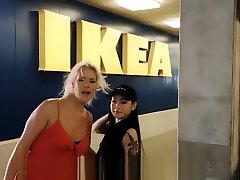 Risky Public Blowjob by Kate Truu and RaeLilBlack in IKEA Part1