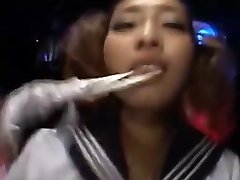 2 sexy japanese gogo girls dancing clothed babes to the music