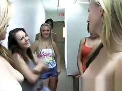 Amateur sorority girls stripping and going lesbian