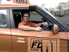 Fake Driving School lucky young school girls blackmailed and fucked seduced by his busty milf examiner