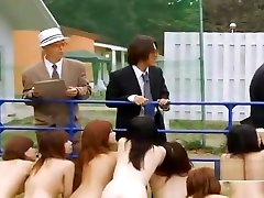 15 varis Japanese BDSM slaves outdoor group blowjobs