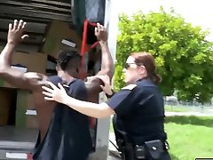 White horny cops fucked in the truck by suspect