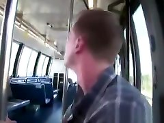 Twink getting a public blowjob in a bus