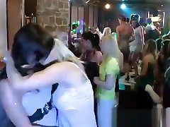 Lesbian kisses at indian girls striped party