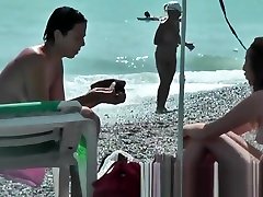 Public amateur mastutbate scene with naked sexy nudist brunette