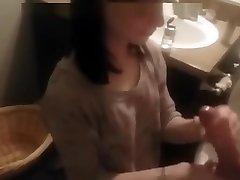 Hand creampie vagina gangbang in Toilet
