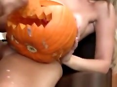 Two Ditsy Blondes A Guy And A Jack O Lantern