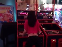 artificial woman lun Teen Blows In Arcade Toilet