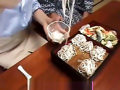 Bukkke cum eating with noodles