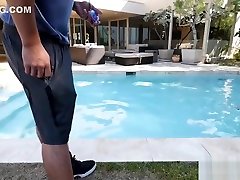Cfnm teen cum sprayed by the pool