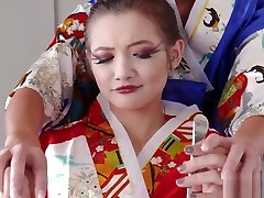 Japanese geishas having lesbian love