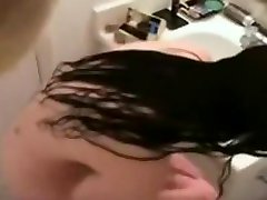 Hidden hairy dildo rider in bath room catches my nice sister naked.