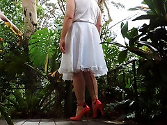 Sissy norce xxx in White Skirt Showing off