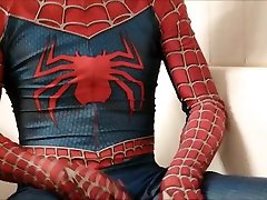 piss in my spiderman zentai lycra suit