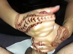Perfect Hands with Henna Tattoos jerking my Cock - awesome hi gal skills!