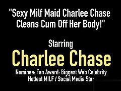 Sexy Milf Maid Charlee Chase Cleans Cum Off Her Body!
