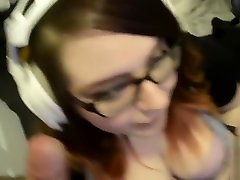 Gamergirl gets face fucked & gets facial while playing video games
