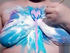 Sexy Upper Body Paint Play with gang rimjob Big Tits