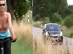 So sexy blonde milf wife take a risky fucking the police ride in a public road,holy fuck!