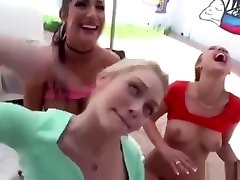 Three gagging deepthroat girls