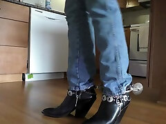 tall heeled cowboy boots with spurs