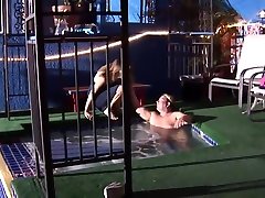 Craig sex with fruits has a lusty brunette sucking his cock in the pool