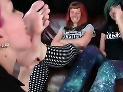 Girl tigger jugges licks the feet of twoo girls emo