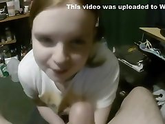 Balls Deep Cocksucker Redhead Chokes on Cum