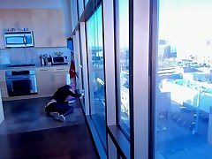 Window Washing with Whale Tail and Belly Stretching