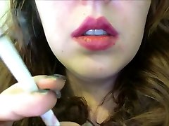 Chubby Teen with Pimples fatima sax Close Up w Pink Lipstick and Black Nails
