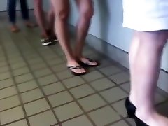 Candid Mature forced retro anal Legs Shoeplay Dipping in Line or Queue