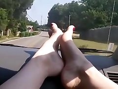 Sexy mom and fammily lez car ride