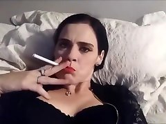Kinky MILF Smoking While Pleasing her Pussy with a Hitachi