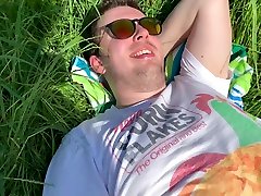 summer watching wife at bar dream - blowjob and mouth cumshot in tall grass